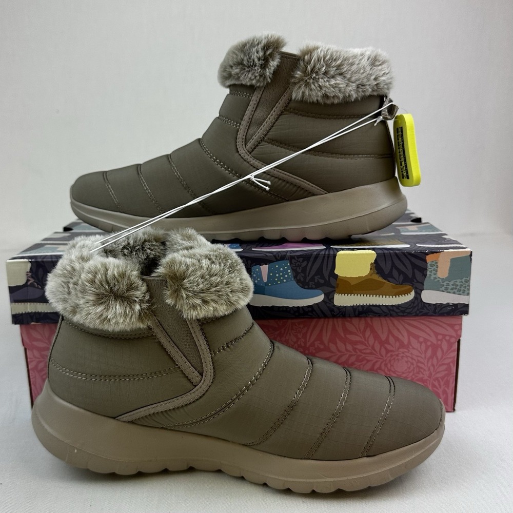 Skechers‎ Women's Go Walk Air Cooled Goga Mat Boots with Faux Fur taupe Size 9